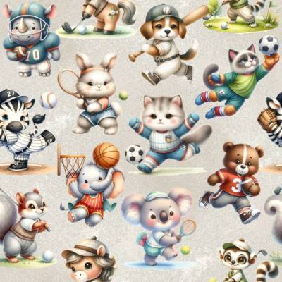 Baumwoll Jersey Digital Druck - Sport Animals