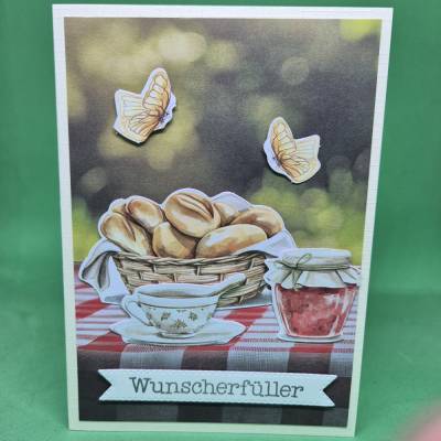Gratulationskarte Wunscherfüller / Glückwunschkarte Frühstücksmotiv / Grußkarte guter Wunsch / Geschenkidee zum Anlass