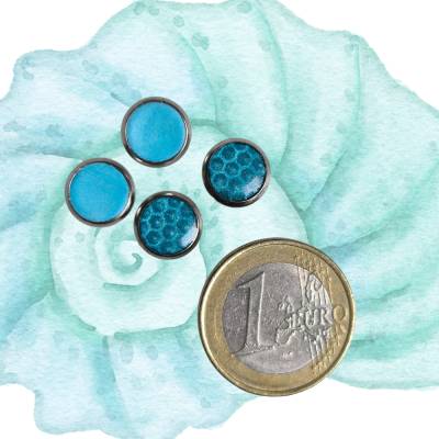 Handgemachte Edelstahl Ohrstecker Unikate in türkis – Farblich abgestimmte Paare, PP6