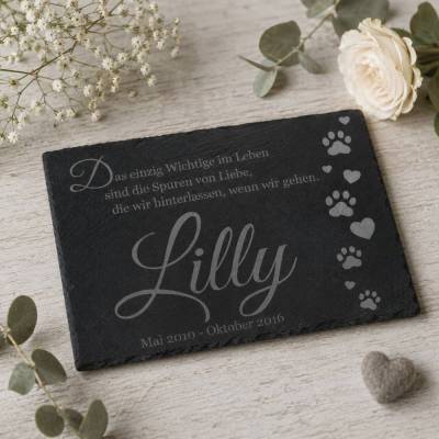 Personalisiertes Gedenkstein Tier | Schiefer Grabschmuck wetterfest & handmade