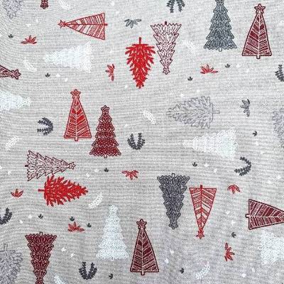 Baumwollstoff mit Weihnachtsmotiven, Weihnachtsstoff, Breite 1,40 m, Meterware, natur rot, grau, weiß