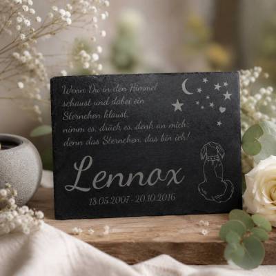 Personalisiertes Gedenkstein Tier | Schiefer Grabschmuck wetterfest & handmade