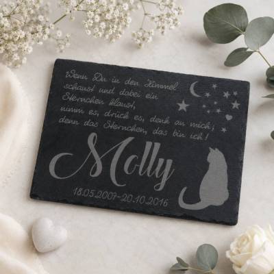 Personalisiertes Gedenkstein Tier | Schiefer Grabschmuck wetterfest & handmade