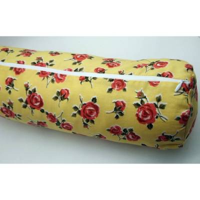 Nackenrollenbezug Rosen auf Gelb 38x11 cm, individualisierbar, passend zu den Nackenrollen hier bei hessmade