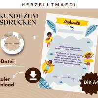 Personalisierte Kinderurkunde Schwimmbad – Einzigartiges Geschenk & Andenken DIN A4 PDF