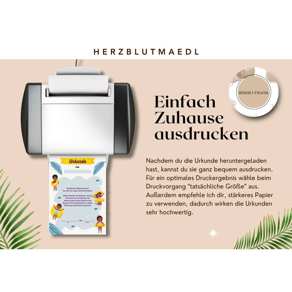 Personalisierte Kinderurkunde Schwimmbad – Einzigartiges Geschenk & Andenken DIN A4 PDF Bild 3