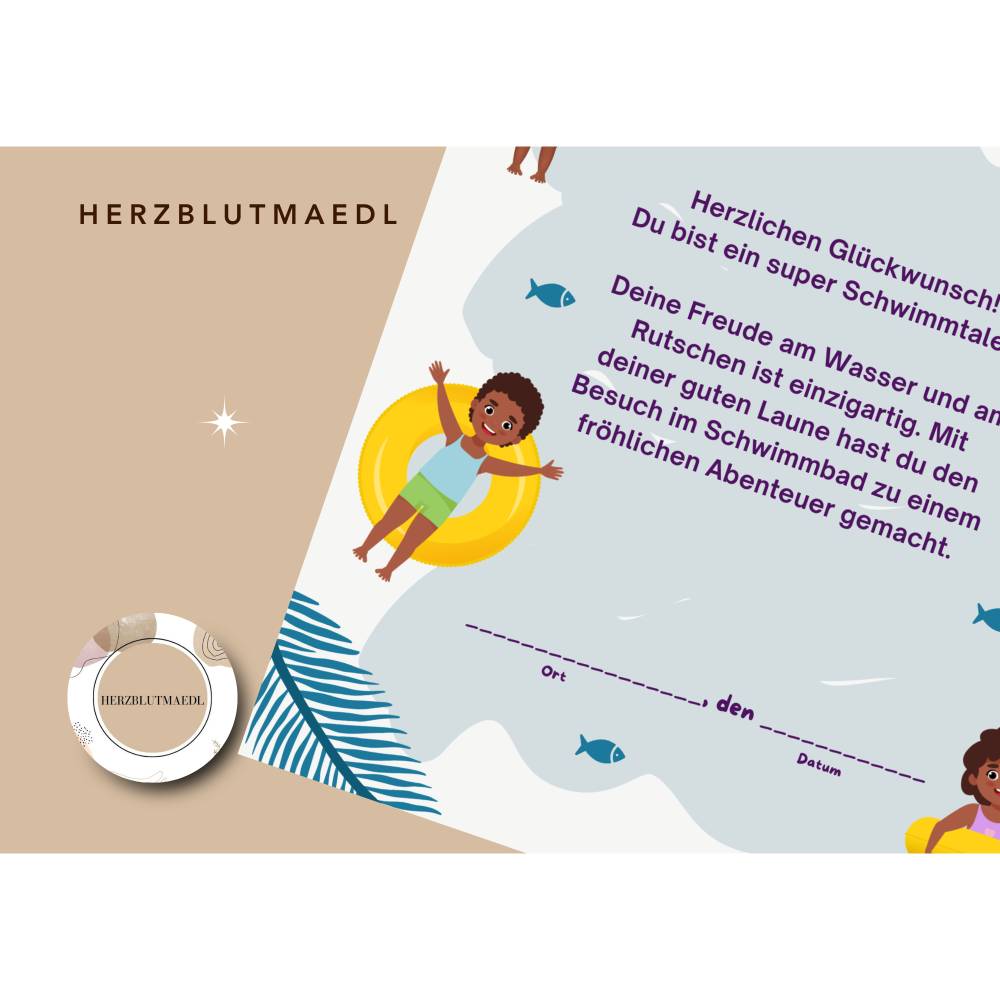 Personalisierte Kinderurkunde Schwimmbad – Einzigartiges Geschenk & Andenken DIN A4 PDF Bild 8