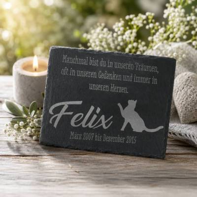 Personalisiertes Gedenkstein Tier | Schiefer Grabschmuck wetterfest & handmade