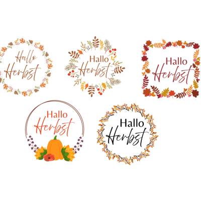 Herbst Kranz Bundle PNG SVG Datei - Download Plotterdatei - Plotter File - Herbst Fall Kürbis Autumn Blätter Wald
