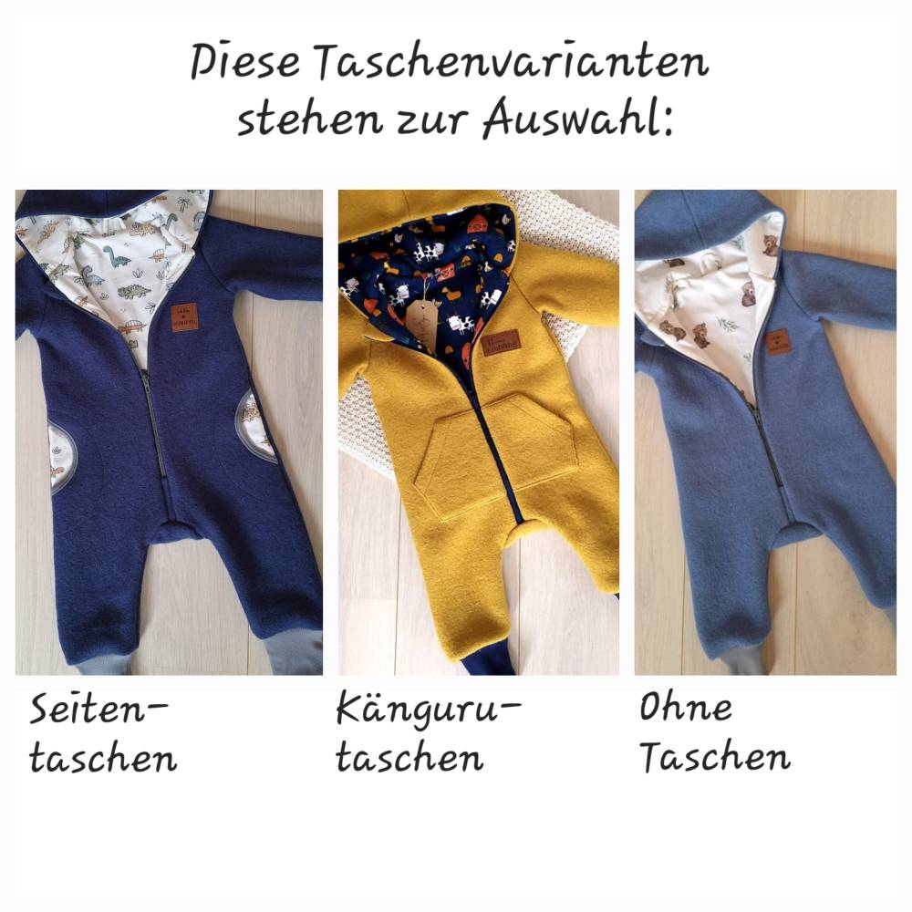 Wollwalkoverall Baby Kinder Gr. 56-110 mit Innenfutter, Walkoverall Walkloden 100% Wolle handmade, individuell gefertigt Bild 8