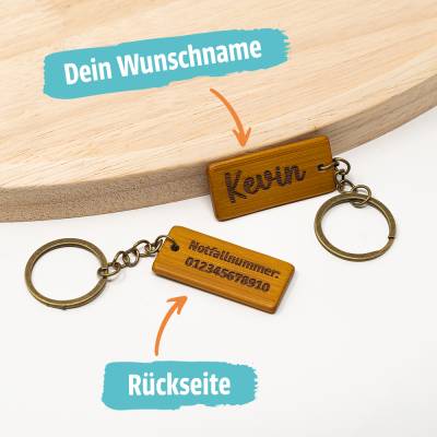 Namen Schulranzen Anhänger aus Bambus | Einschulung | Geschenkidee Schulbeginn | Erstklässler