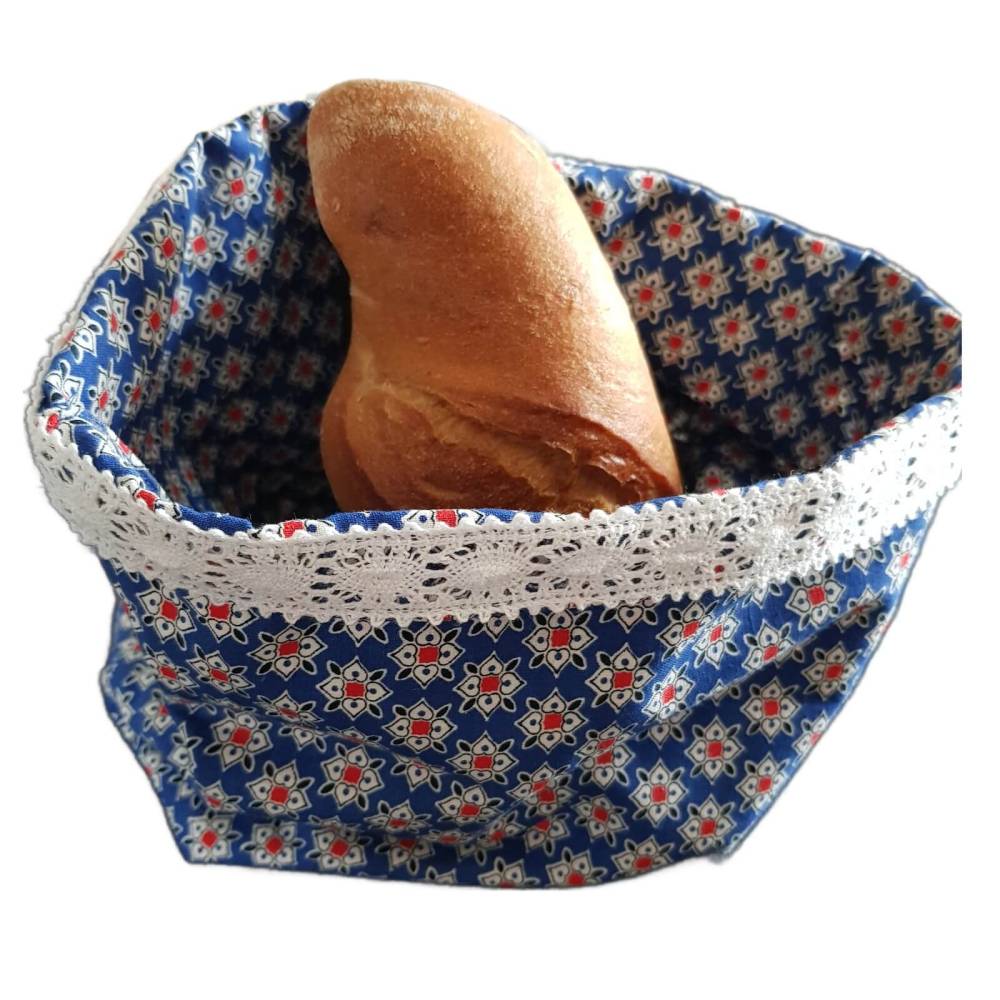 Brotkorb aus Vintage-Baumwolle – schlicht, waschbar & handgemacht Bild 1