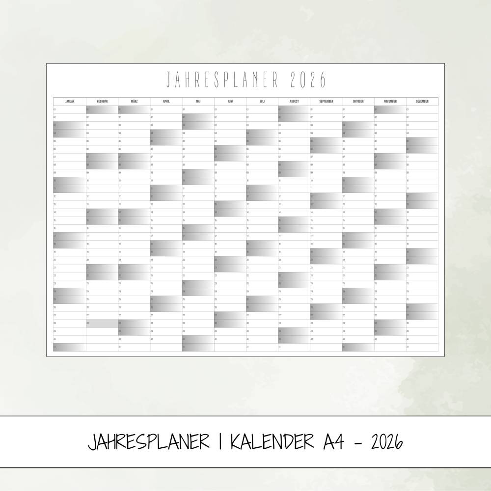 Kalender Jahresplaner 2026 zum Ausdrucken Kalender A4 mit farbigen