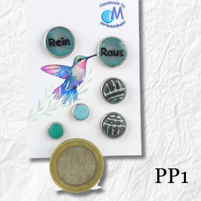 Handgemachte Edelstahl Ohrstecker Unikate – Farblich passende Paare, verschiedene Größen ART PP1