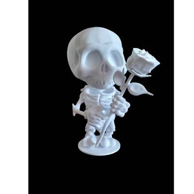 Skelett-Figur mit Rose – 3D-Druck Kunstwerk aus PETG für Gothic & Halloween