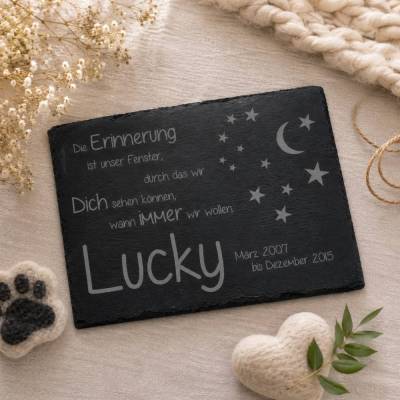 Personalisiertes Gedenkstein Tier | Schiefer Grabschmuck wetterfest & handmade
