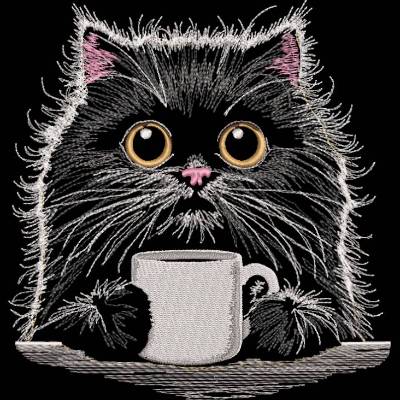 Katze Konturen Lichteffekt Stickdatei 10x10cm – mit opt. Applikation für dunkle Stoffe