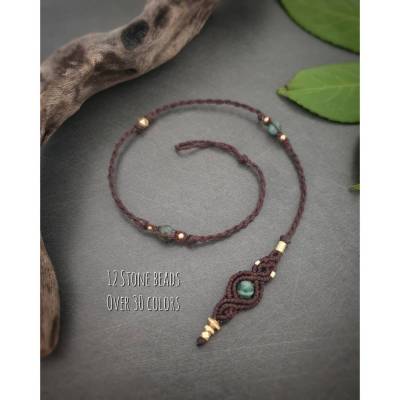 35cm Makramee Dreadwrap einfarbig mit Halbedelsteinperlen // Hairwrap Mikromakrameedread Dreadschmuck Haarschmuck Fakedr