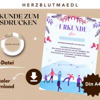 Urkunde für Kinder zum Thema Schlittschuhfahren – PDF zum Download, A4 zum Ausdrucken, personalisierte Kinderurkunde