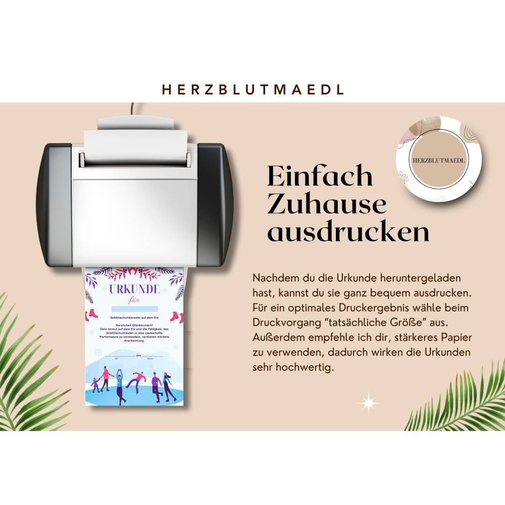 Urkunde für Kinder zum Thema Schlittschuhfahren – PDF zum Download, A4 zum Ausdrucken, personalisierte Kinderurkunde Bild 3