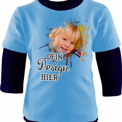 Baby & Kinder Langarm Baseball T-Shirt personalisiert mit deinem Wunschmotiv, individuell bedruckt mit Text, Logo, F
