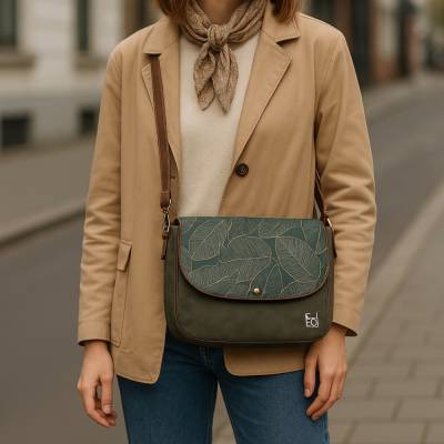 Handtasche aus Wildleder Imitat Green Leaf
