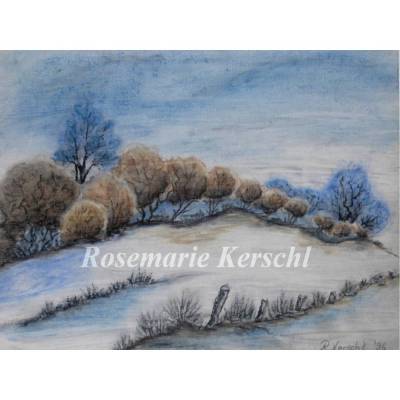 Pastellkreidebild Winterspaziergang – Handgemalte Landschaft, Unikat 24 x 32 cm Querformat