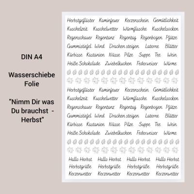 Wasserschiebefolie DIN A4 für Kerzen "Nimm Dir was Du brauchst - Herbst" ~  Kerzentattoo ~ Kerzensticker