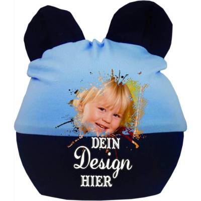 Baby Ohren Mütze Multicolor personalisiert mit deinem Wunschmotiv, individuell bedruckt mit Text, Logo, Foto