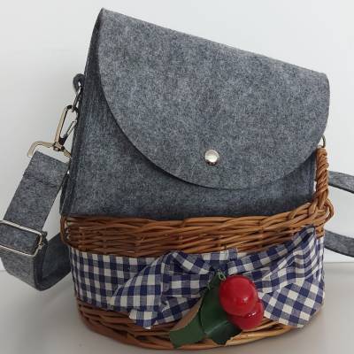 Filztasche Ella Bag in grau * elegante Umhängetasche* Rohling 