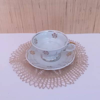 Vintage Sammeltasse Sammelgedeck Uhlstadt 2-teilig Goldmuster Porzellan Rarität