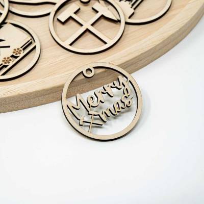 Ruhrpott Holzanhänger – Merry Xmas | Pott Weihnachtsschmuck Motiv | Holz Baumschmuck