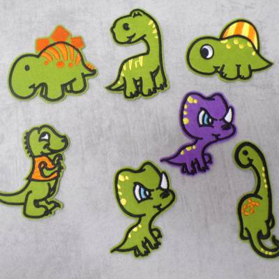 Dinosaurier Patch Aufnäher Dinos Set oder Einzel Applikation Aufbügler Stoff gestickt – verschiedene Größen