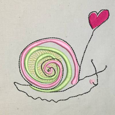 Gruß Schnecke Stickmuster 12-14x18cm – Niedliche Schnecke mit Luftballon für Kinder, Geschen