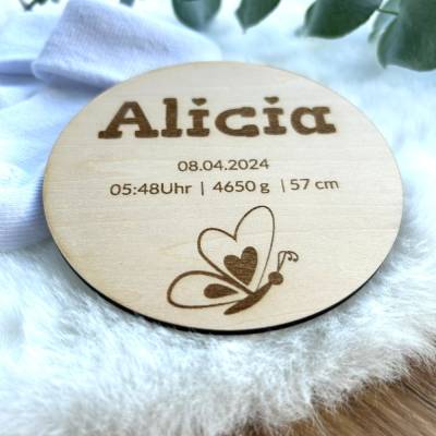 Personalisierte Geburtsanzeige Baby – Einzigartige Geschenkidee zur Geburt mit Namen & Geburtsdaten Namensschild Babyzim