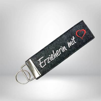 Schlüsselanhänger personalisiert Filz mit Herz – Abschiedsgeschenk Erzieherin, Lehrerin, Hebamme