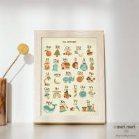 ABC Poster Deutsch A4 | Deutsches Alphabet Lernposter Kinder | Lernposter mit Buchstaben, Wörtern und Zeichnungen | A-Z