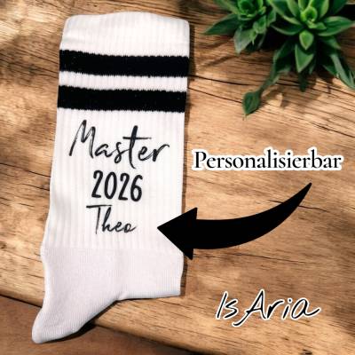 Master Socken, Master 2026, Personalisierbar, Tennissocken, Strümpfe, Geschenkidee