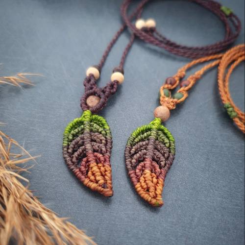 Blattkette Makramee-Halskette mit Blatt // Wald Herbstliche Halskette mit Blatt HERBSTLAUB