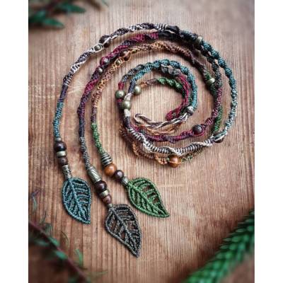 Makramee Dreadwrap mit Blatt 45cm // Dreadschmuck Hairwrap Mikromakrameedread Dreadaccessoire Haarschmuck Fakedread HERB