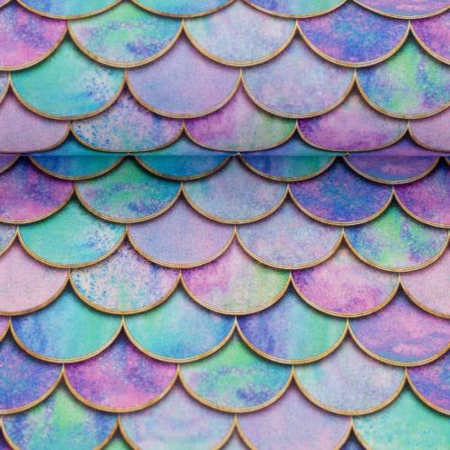 Baumwolle - bunte Schuppen - Mermaid - Swafing -  Meerjungfrau