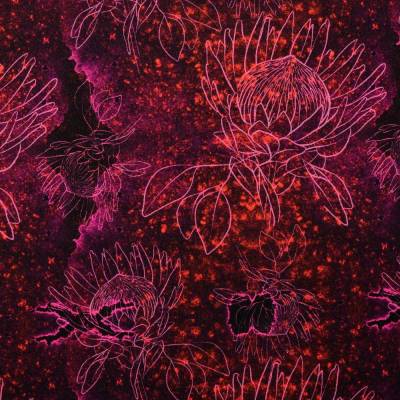 Sweat  Baumwolle Blume geraut rot/magenta (1m/18,00€)