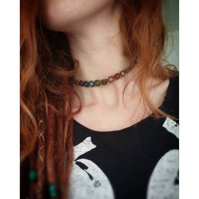 Makramee Choker Chakra Chakra-Choker Regenbogenhalsband // Halsband Stirnband Heilsteine Yogi Schmuck