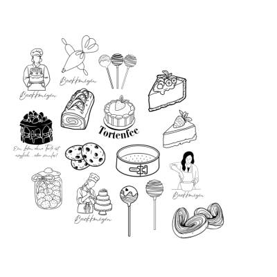 Backen Bundle PNG SVG Datei mit deutschen Sprüchen - Download Plotterdatei - Plotter File -  Cakepops Kuchen Kekse Torte