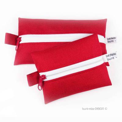 Täschchen ROT Zipper, 2 Größen, TaTüTa mini-wetbag Kosmetik Airpods, by BuntMixxDESIGN
