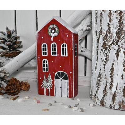 Skandinavisches Holzhaus – Handbemalte Winterdeko & Weihnachtsdeko Unikat