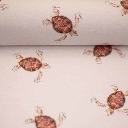 SWAFING • Baumwolljersey Aurich - Schildkröten hellbeige - 50cm