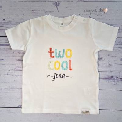 Geburtstagsshirt "two cool" I Shirt zum 2 Geburtstag personalisiert I T-Shirt mit Namen bestickt