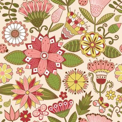 10 Poskarten Der geheime Phantasiegarten, mit Blumenornament im Folklore-Stil