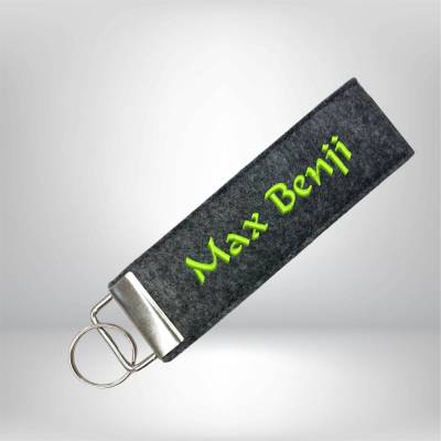 Personalisierter Schlüsselanhänger mit Name – Filz, bestickt, Farbwahl, vegan, Geschenk
